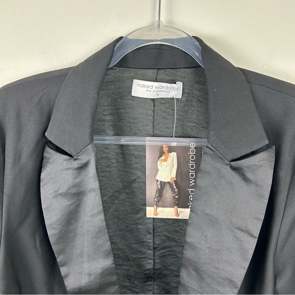 NWT Naked Wardrobe cropped The Statement rhinestone sleeve blazer size: XL - Picture 3 of 11